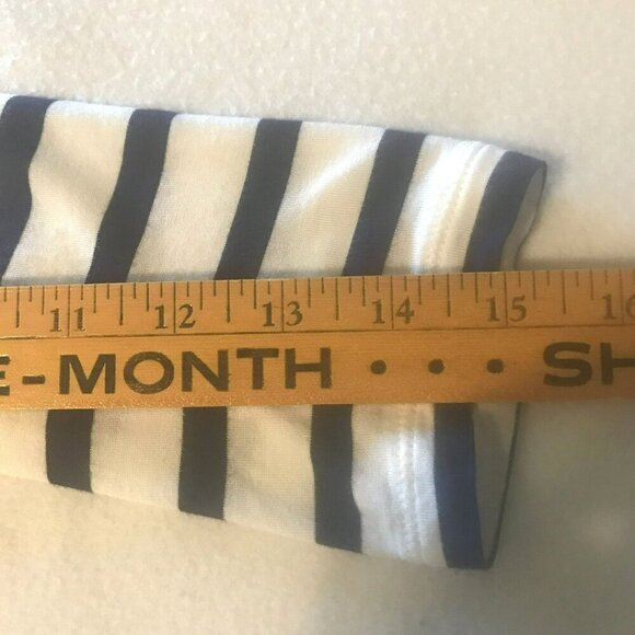 CAbi Bonjour 3/4 Sleeve Tee Scoop Neck Striped Flowy Navy White Women's Medium - Picture 9 of 12